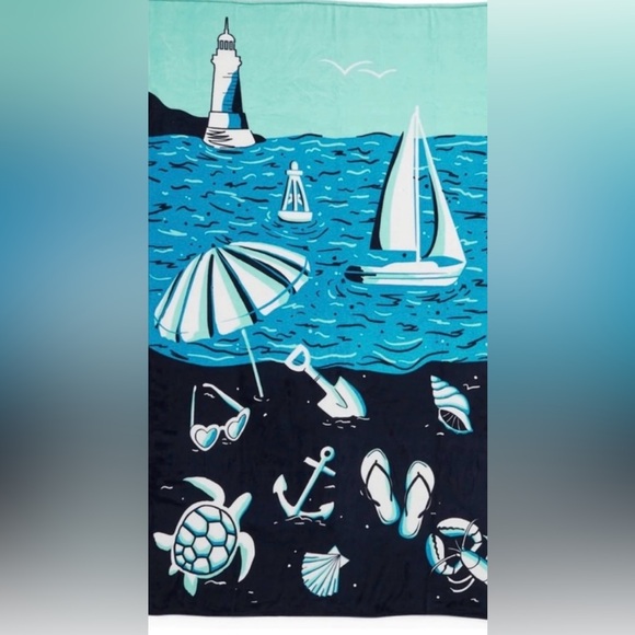 Vera Bradley Turtle Beach Anchor Lighthouse Throw Blanket NWT🐢 - Picture 2 of 2